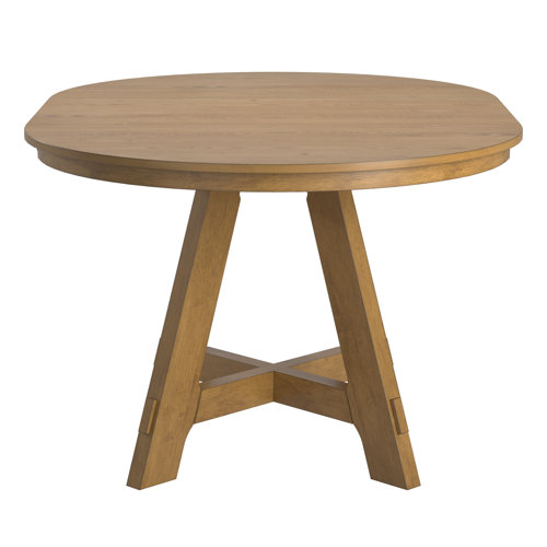 Gracie Oaks Cipolla Wood Finish Extendable Round Dining Table 42"60